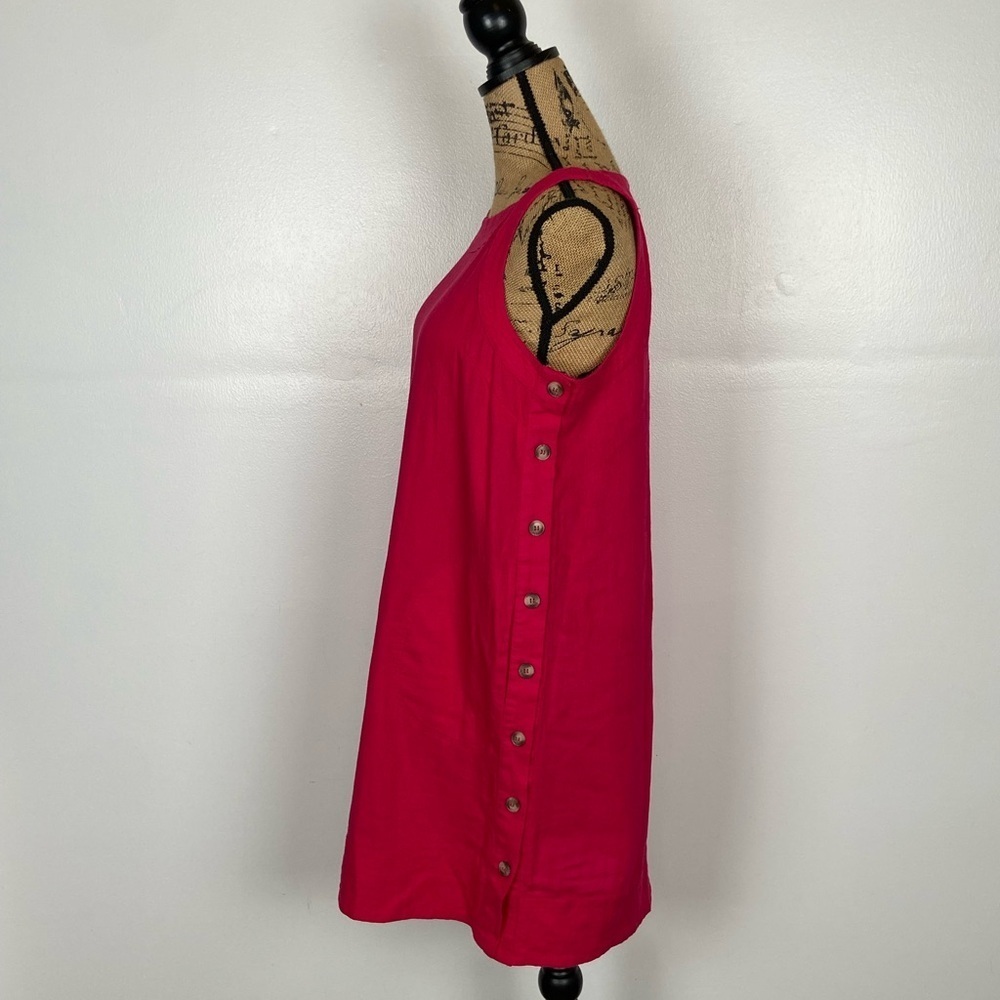 For Cynthia Women's Midi Dress Size M Fuchsia Buttoned Side‎ Pocket  Sleeveless